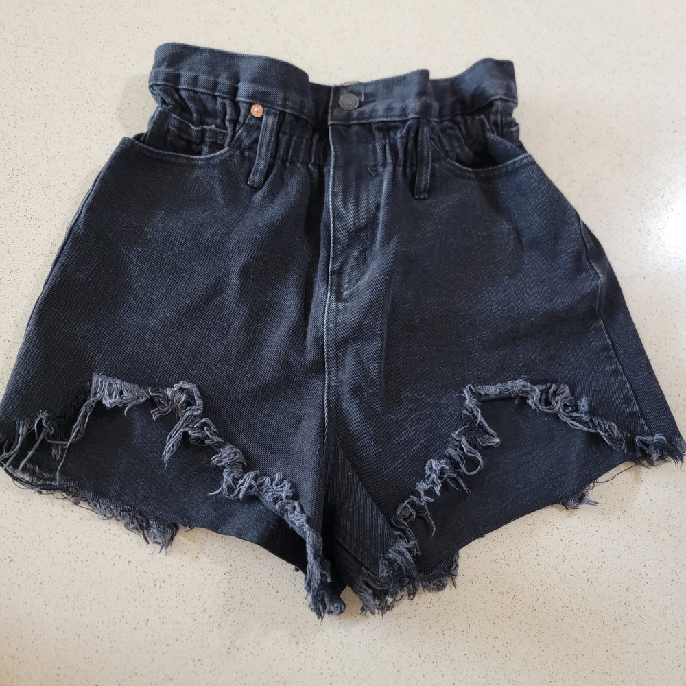 House of Chic Dark Denim Frayed Shorts